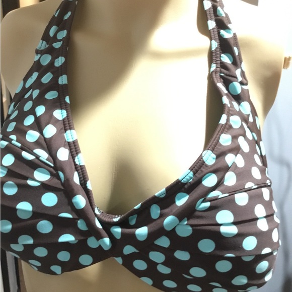 Venus two-piece swimsuit brown with turquoise polka dots - Picture 2 of 6